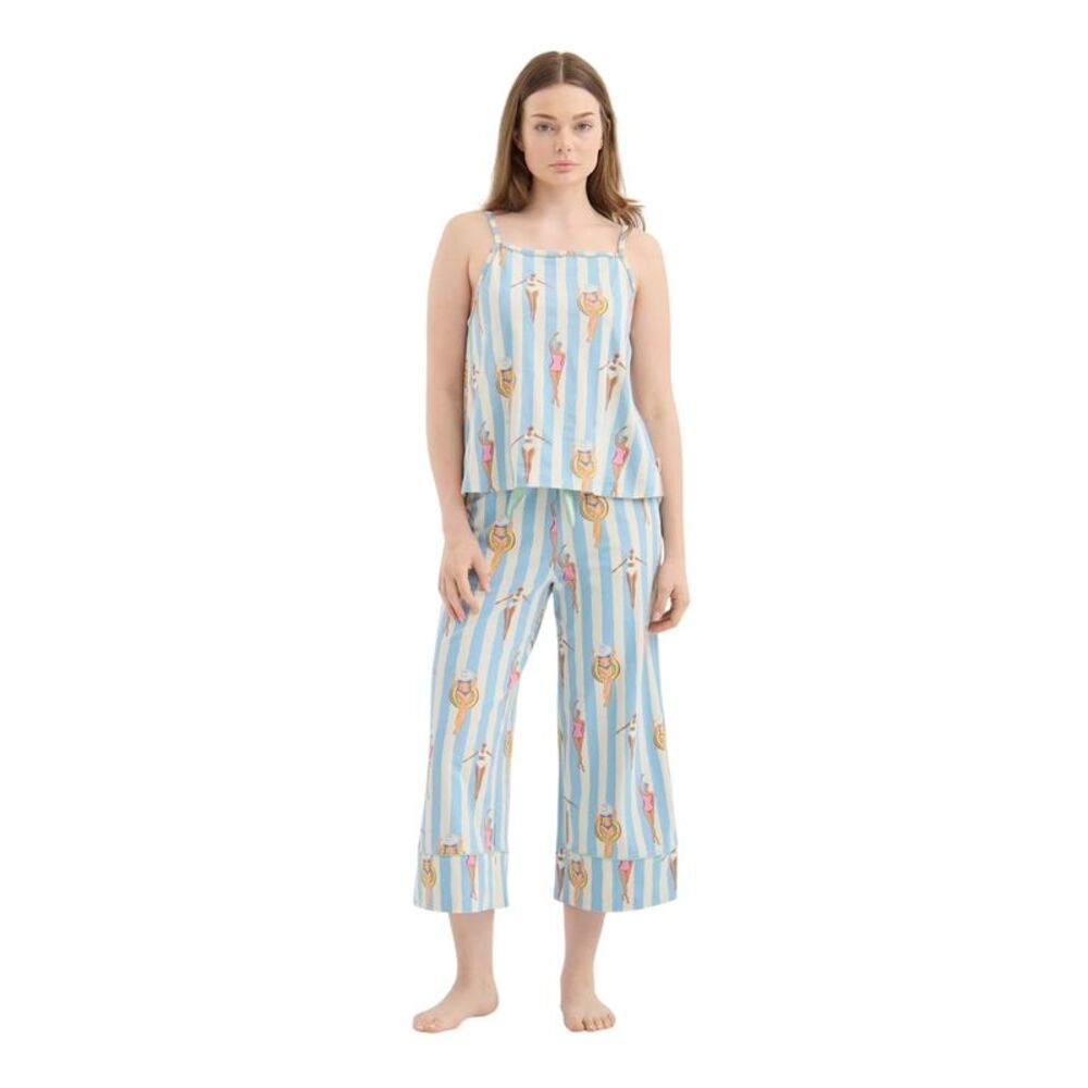 Chelsea Peers Womens/Ladies Striped Capri Pajama Set / Blue